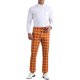 thumbnail image 2 of Pantalones de hombre Inspire Chic, de cuadros, con frente plano, cintura elástica y botón, 30, marrón oscuro, 2 of 7