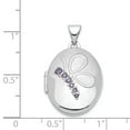 thumbnail image 4 of Sterling Silver Rhodium-plated 21mm Oval w/Butterfly & CZ Locket QLS717, 4 of 5