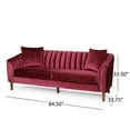 thumbnail image 4 of GDF Studio Shorey Contemporary Upholstered 3 Seater Sofa, Wine Velvet and Dark Walnut, 4 of 9