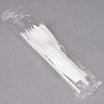 BWS Individually Wrapped White Medium Weight Plastic Spork, Straw, and Napkin Kit, Case of 1000