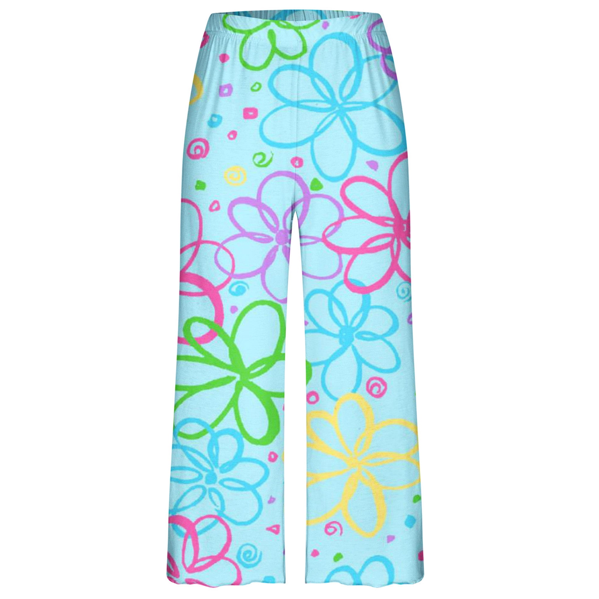 Sexy Dance Women Pajama Set Crew Neck Sleepwear Shirt And Capri Pants Pjs Sets Loose Nightwear Short Sleeve 2 Piece Outfits Sky Blue Flower XS Walmart