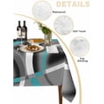 thumbnail image 2 of Turquoise Geometric Table Cloth, Grey Classic Abstract Lines Striped Waterproof Tablecloth for Rectangle Tables, Reusable Washable Fabric Table Cover for Restaurant Kitchen Dining Tables 54"x108", 2 of 6
