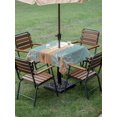 thumbnail image 4 of Outdoor Tablecloth with Umbrella Hole for Patio/Picnic/Party/Camping, Coastal Jellyfish Waterproof Table Cloth Square Cover Washable, Summer Coral Ocean Vintage Wood (60"x 60"), 4 of 8