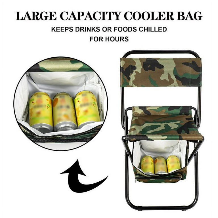 Portable Backrest Fishing Backpack Chair Seat Cooler Bag - Camouflage