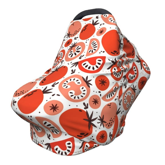 Fotbe Hand Drawn Tomatoes Pattern Car Seat Covers for Babies, Nursing Breastfeeding Cover Infant Carseat Canopy, Soft Stretchy Carrier Cover