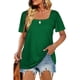 thumbnail image 5 of Camiseta de manga corta con cuello cuadrado para mujer, ropa con estampado de rayas, holgada, informal, elegante, de calle, 2022, 5 of 5