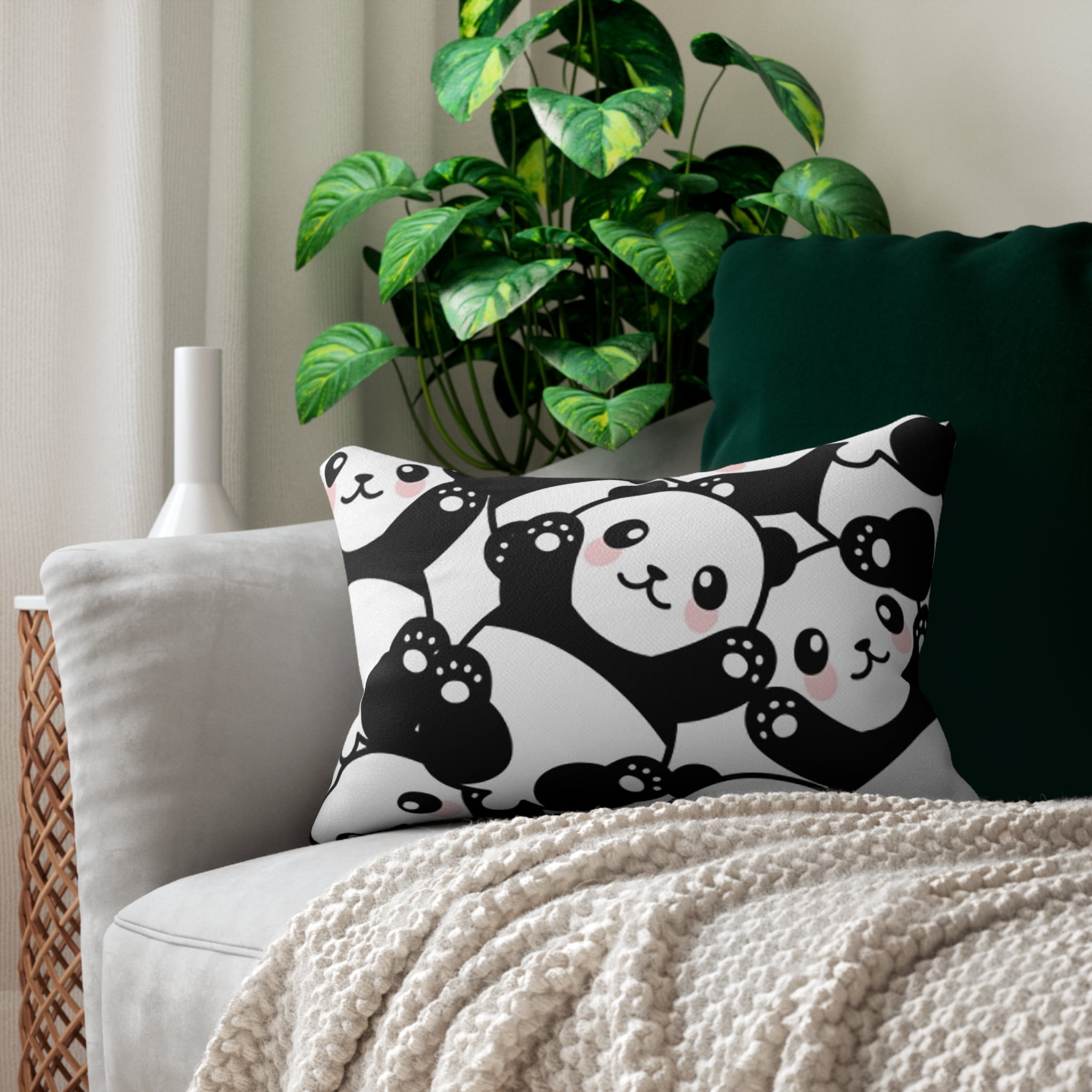 Panda Pillow Lumbar Pillow custom throw pillow custom couch pillow