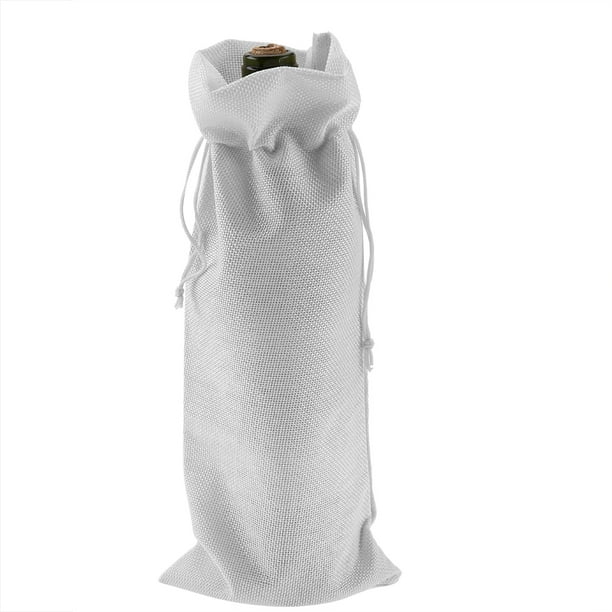 Bolsa para botellas de yute - 12 bolsas de regalo para botellas de vino con cordón, bolsas para botellas de vino Prosecco y champán para Navidad, bodas, viajes, cumpleaños, fiestas navideñas(blanco)