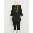 thumbnail image 5 of iiniim Boys Muslim Clothing Kaftan Middle East Youth Embroidered Top with Pants Suit Arabic Wear Black 100, 5 of 7