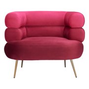 Arish Accent Chair Red Accent Chair, Modern Style, Soft and smooth velvet fabric, Steel, Indoor Living
