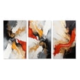 thumbnail image 2 of Designart "Midnight Passion Scarlet & Gold Abstract Wave II" Abstract Painting Wall Art Set Of 3 - Modern Gold Gallery Wall Set For Home Decor, 2 of 6