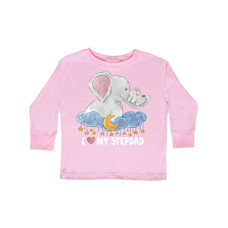 

Inktastic I Love My Stepdad Cute Elephants with Moon and Stars Gift Toddler Boy or Toddler Girl Long Sleeve T-Shirt