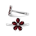 thumbnail image 4 of Sterling Silver Rhodium Plated Red Garnet Flower Ring 1/2 Carat  (ctw), 4 of 4
