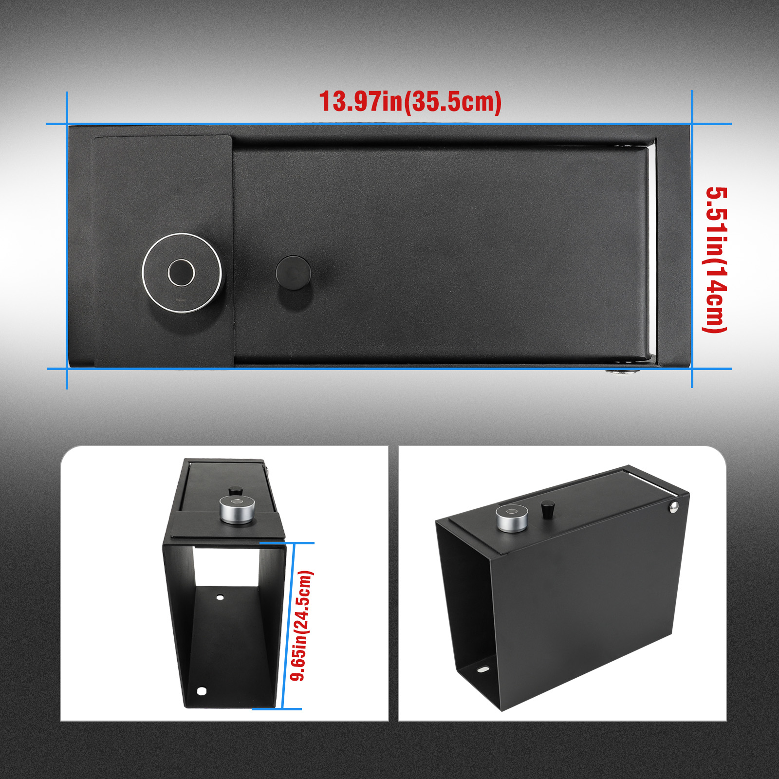 3mirrors Center Console Safe Gun Safe Box with Fingerprint Lock Compatible with Toyota Tundra 2014-2021