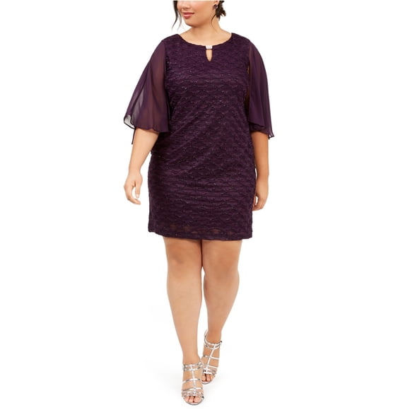 Connected Apparel Womens Textured Sheath Dress darkpurple 20W