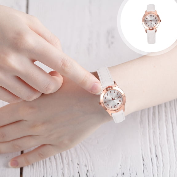 Luxshiny 1Pc Waterproof Female Watch White with Luminous Dial and Quartz Movement