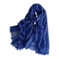 thumbnail image 3 of Women's Solid Color Scarf, Cotton Blend Lightweight Linen Like Shawl with Fringed Edges, Oversized Scarf for Travel and Spring Summer Blue, 3 of 6