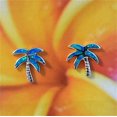 thumbnail image 6 of Sterling Silver Blue Opal Palm Tree Earring and Necklace: Hawaiian Jewelry, 6 of 10