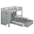 thumbnail image 5 of Twin Bunk Bed with 6 Drawers & Open Storage Shelves, Wood Twin Over Twin Bunk Bed with Built-in Wardrobe and Hydraulic Bed, Grey, 5 of 9