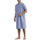 thumbnail image 5 of CAMISAS DE NOCHE RAYADAS INSPIRE CHIC para hombres, camisetas de dormir de manga corta con botones, bata de noche M azul oscuro, 5 of 6