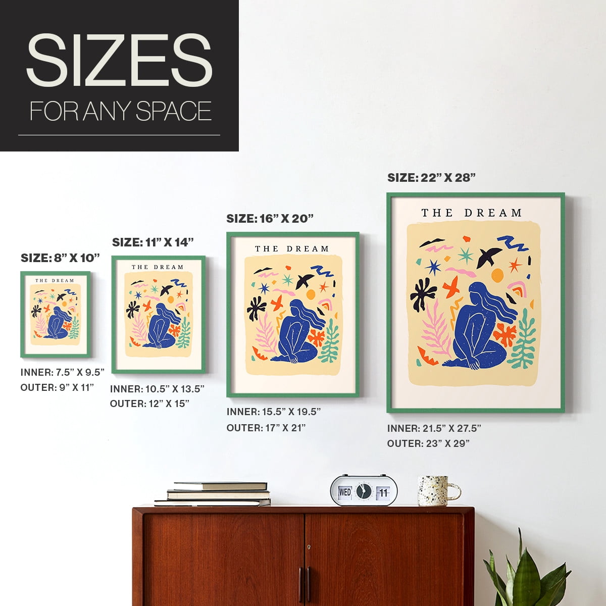 Matisse CCCXV in Green Solid Wood 22 x 28 Framed Print
