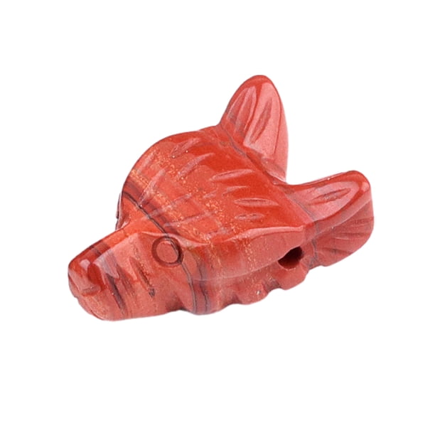 Adorno de piedra con forma de cabeza de lobo, escultura de paisaje en miniatura, textura de cristal y diseño pulido, cuentas decorativas para pulseras y llaveros DIY.