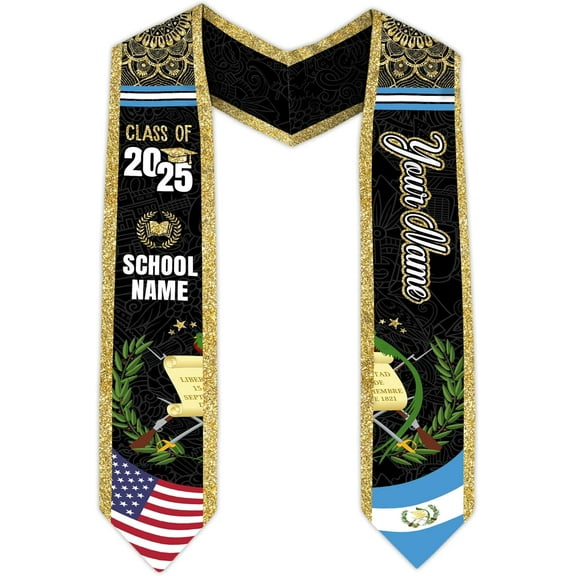 Custom Guatemalan Graduation Sash Custom Guatemalan American Flag Graduation Sash 2025 Guatemala Graduation Stole