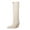 White, variant on YDN Women Western Cowboy Pointed Closed Toe Boots Chunky Block High Heels Pull On Wide Calf Knee High Boots Shoes Size 7 White