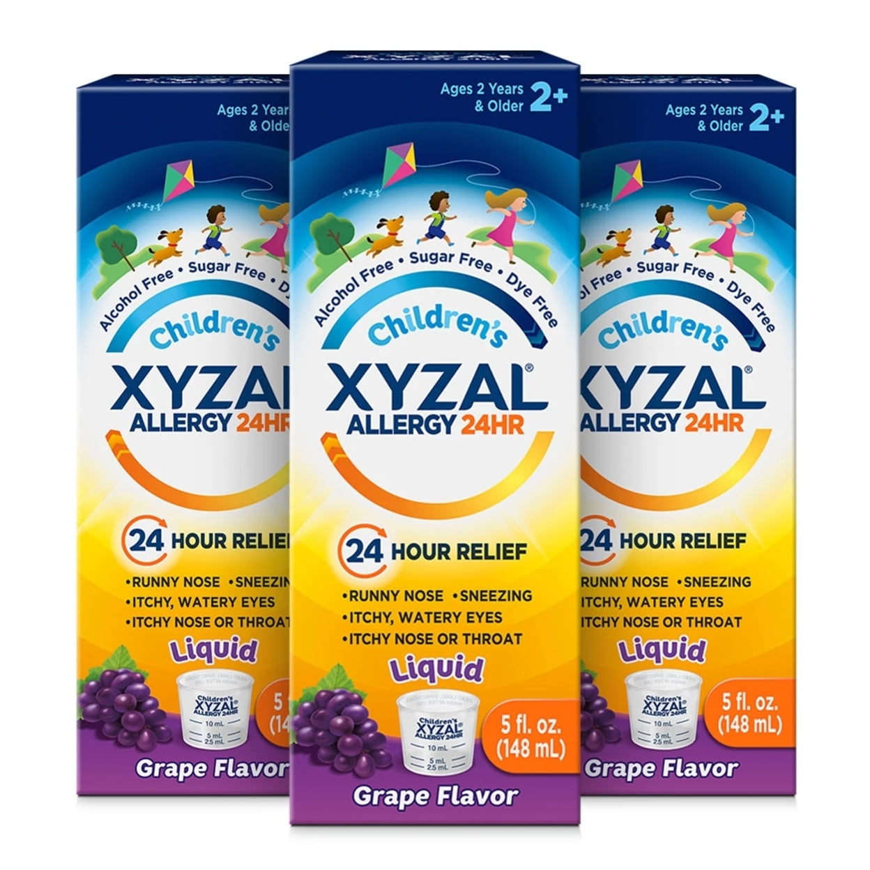 Xyzal Children's Allergy 24HR Oral Solution, Grape, 5 Fluid Ounce (Pack