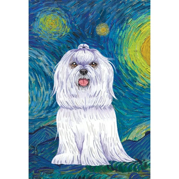Maltese - Best of Breed Van Gogh Garden Flag
