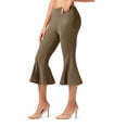 thumbnail image 4 of RYRJJ Women's Bootcut Yoga Capri Pants Stretch Causal Athletic Flare Capri Slacks Pull On Ruffle Dance Leggings with Pockets(Bronze,S), 4 of 9