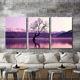 thumbnail image 4 of IDEA4WALL 3 Piece Landscape Canvas Wall Art A Tree Stand in the Lake in Purple - 16"x24"x3 Panels, 4 of 5