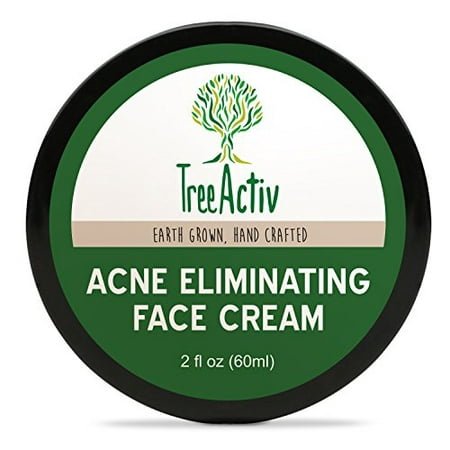 TreeActiv Acne Eliminating Face Cream, Tea Tree Natural Extra Strength Fast Acting Treatment for Clearing Facial Acne, Gentle Enough for Sensitive Skin, Adults, Teens, Men, Women, 2 fl