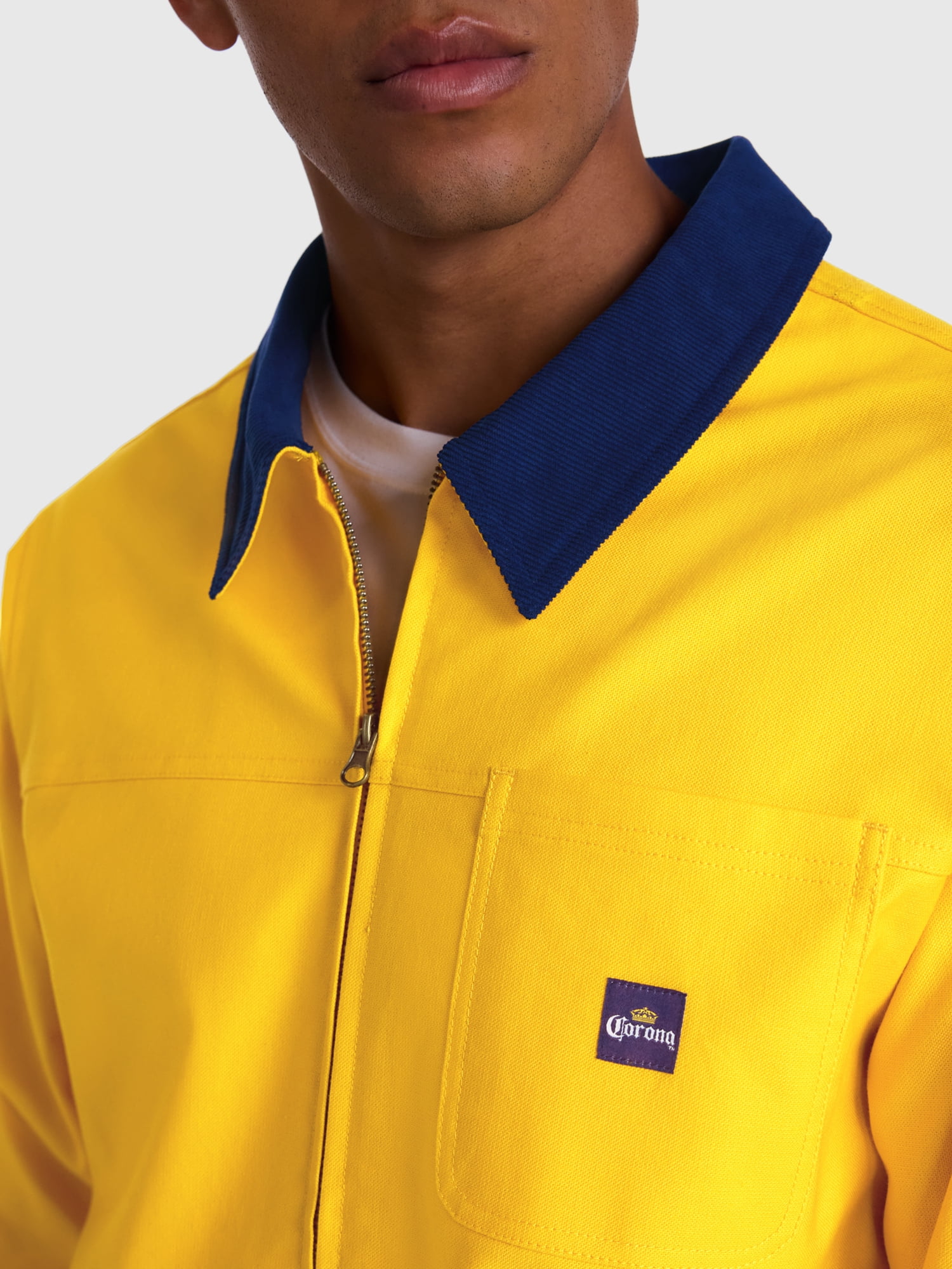 Corona Men's Graphic Canvas Jacket with Contrast Collar, Long Sleeves, and Multiple Pockets, Available in Sizes S-3XL