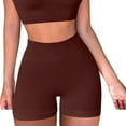 thumbnail image 4 of Elainilye Fashion High Waist Yoga Shorts for Women Biker Shorts Seamless Yoga Shorts Workout Gym Shorts,Brown, 4 of 6