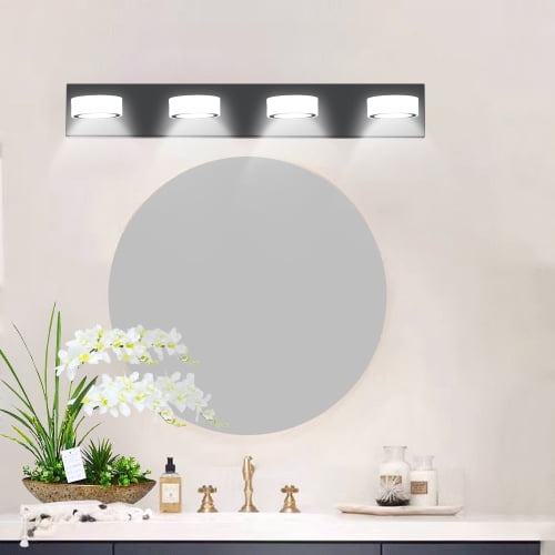 ACE-LIGHTS,Modern 4-Light Rotatable & Dimmable LED Vanity Light Fixture with Acrylic Shades,Energy-Efficient Bathroom Wall Sconce for Bathroom,Dressing Room,Mirror Cabinet,Living Room(Black）