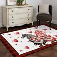 thumbnail image 4 of Valentine's Day Washable Area Rug&nbsp;3x5ft Watercolor Sweet Gnome Couple Pink Love Heart Red Plaid Soft Rectangle&nbsp;Rugs for Living Room, Non Slip Carpet for Bedroom&nbsp;Entryway Dining Room, 4 of 9