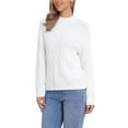 thumbnail image 4 of INSPIRE CHIC Women's Cable Pullover Sweaters Long Sleeve Woven Crewneck Knit Sweater M White, 4 of 6