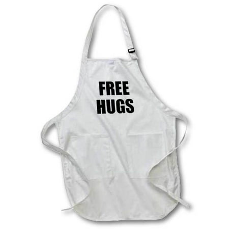 

3dRose Free Hugs - fun funny humor humorous black text - promoting smiles - promote love - spread joy Full Length Apron 22 by 30-inch Black With Pockets