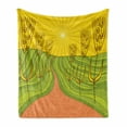 thumbnail image 1 of County Soft Flannel Fleece Throw Blanket, Agriculture Themed Farmland with Starburst Lines and Wheat Motifs, Cozy Plush for Indoor and Outdoor Use, 50" x 70", Burnt Sienna Yellow, by Ambesonne, 1 of 6