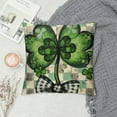 thumbnail image 2 of Awypu  St Patricks Day Pillow Covers 18x18 Watercolor Green Lucky Clover Shamrock Grey Buffalo Plaid Decorative Throw Pillow Cases Farmhouse Decoration for Sofa Couch Bed, 2 of 5