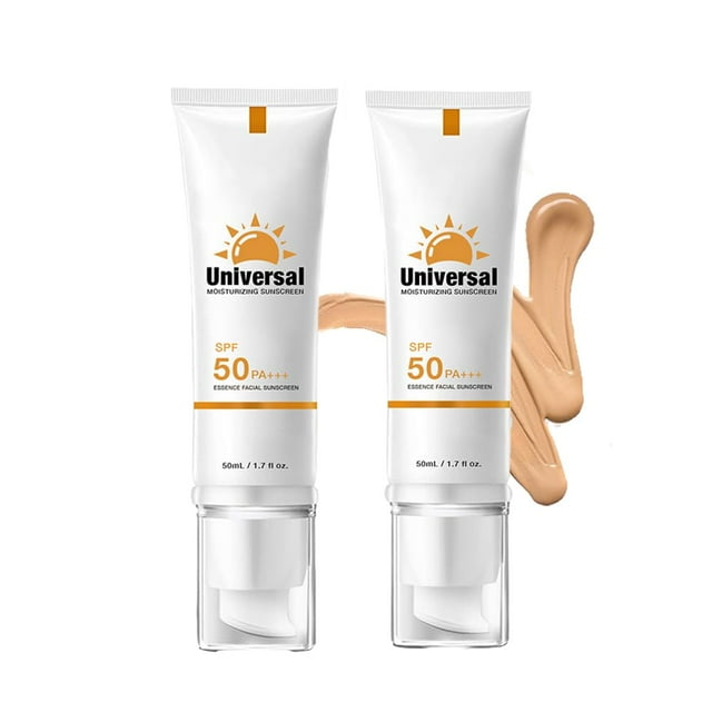 Protector solar facial con color SPF 50, 50 ml, x2, tamaño de viaje, protección UV