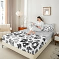 thumbnail image 4 of Feelyou Fashion Leopard Print Twin Sheet Sets for Women, White Grey Wartercolor Twin Fitted Sheet, Sequin Print Flat Sheet, Lightweight Room Decor, 3-Piece, 4 of 7