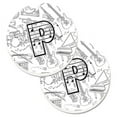 thumbnail image 1 of Carolines Treasures CJ2007-PCARC Letter P Musical Note Letters Set of 2 Cup Holder Car Coaster, 1 of 1