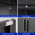 thumbnail image 5 of 40" H Metal Garage Storage Cabinet with 2 Doors and 2 Adjustable Shelves Magnetic Steel Utility Cabinets for Home Office Garage Basement Pantry School, Black with hole, 5 of 7