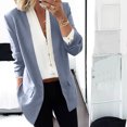 thumbnail image 2 of Olyvenn Clearance Womens Blazer Turn Down Collar Womens Suit Business Dressy Suit Coat Casual Set Long Sleeve Jackets Elegant Solid Slim Fit Business Work Office Fashion Light Blue 12, 2 of 6