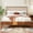 Warm Brown, variant on Euroco Bamboo Wood Spindle King Size Platform Bed with Tall Headboard, Bohemian Bed Frame with Wooden Slats and Metal Support, Mid-Century Modern Style, Black