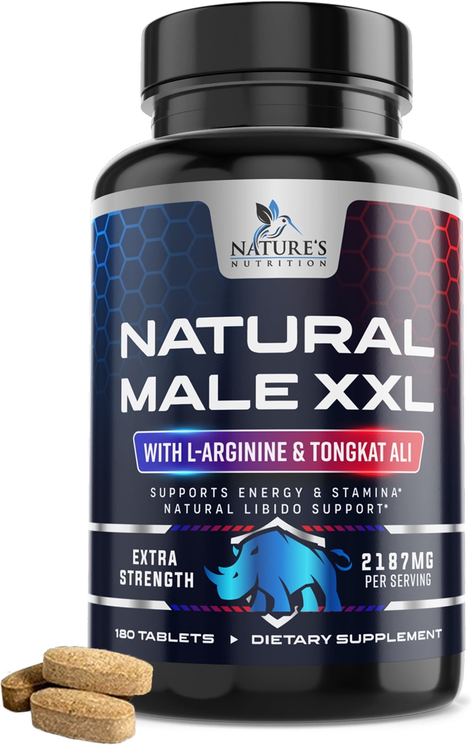 Nature's Nutrition Male XXL for Stamina, Strength Endurance 2187 mg, 180 Ct. - Walmart.com