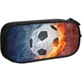 thumbnail image 1 of Estuche para lápices para niños con estampado de fútbol, bolsa para bolígrafos portátil con cremallera y diseño de fuego y agua, 1 of 4