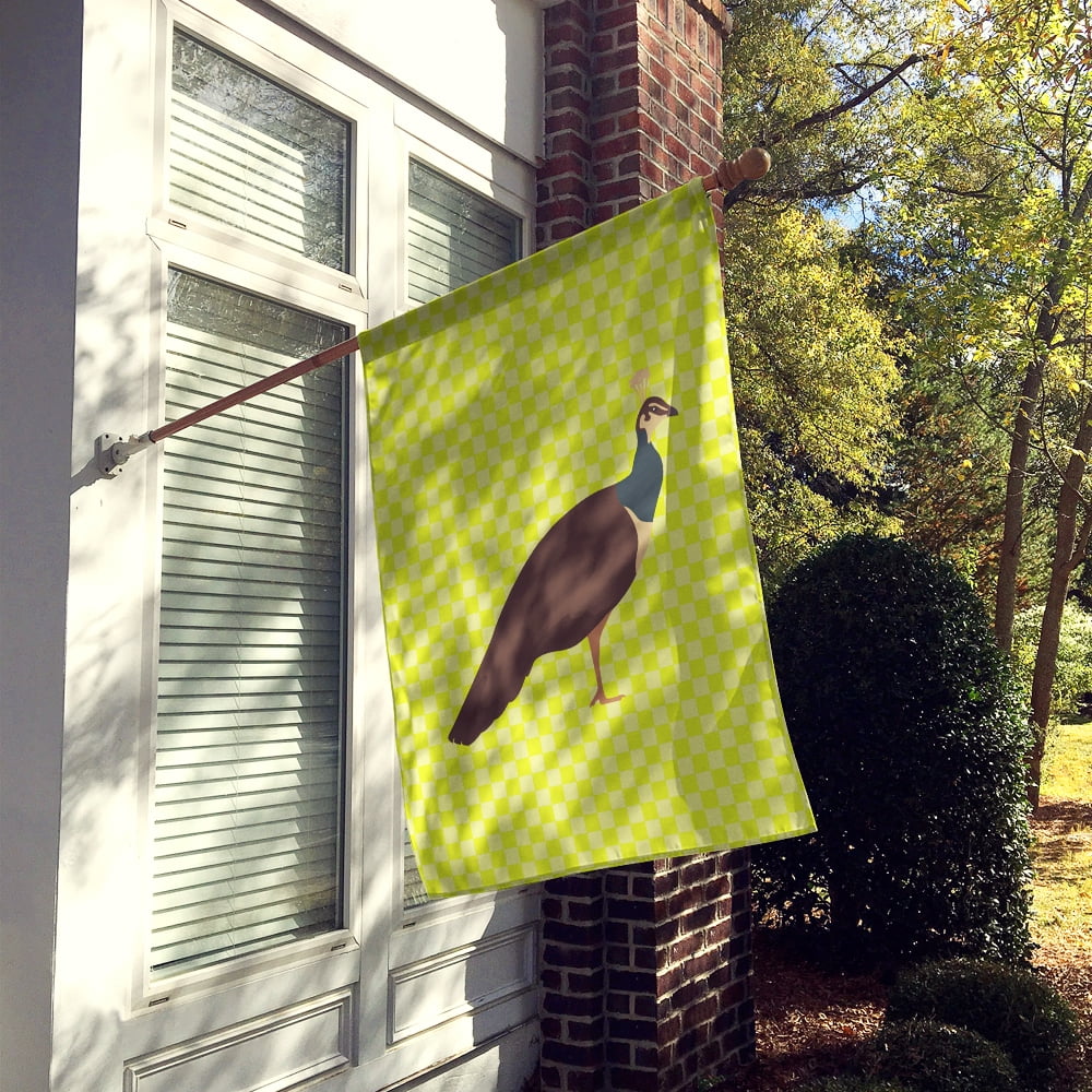 Carolines Treasures BB7753CHF Indian Peahen Peafowl Green Flag Canvas House